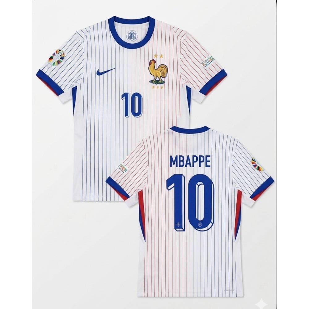 Nike France Mbappe #10 UEFA Euro 2024 Soccer Jersey White Fan Version Men Sz S